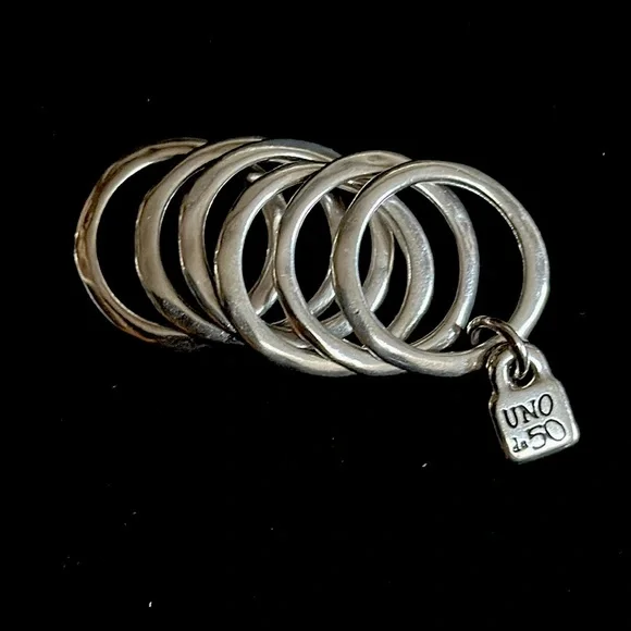 UNO de 50 PRISONER Stackable Silver Ring Set. Size 7 1/2 - Picture 9 of 12